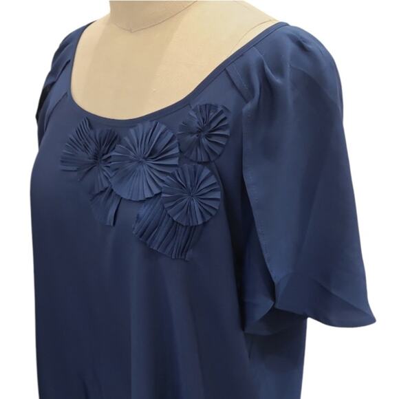 NWT Lane Bryant Sunburst Design Flutter Sleeve Top Size 14/16 Blue Flowy Office - Picture 1 of 8